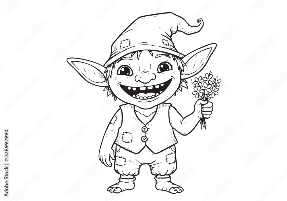 Obraz premium Whimsical Cartoon Gnome – A Playful Fantasy Sketch