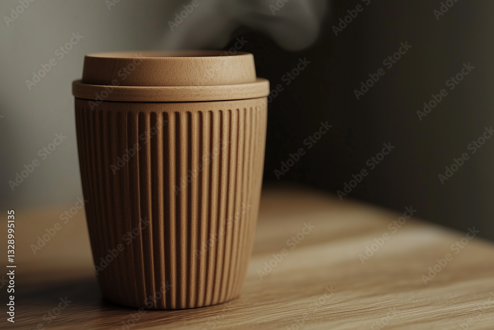 Reusable coffee cup design made of wood
