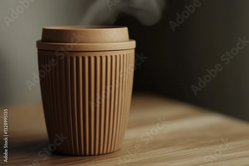 Obraz na płótnie Reusable coffee cup design made of wood w salonie