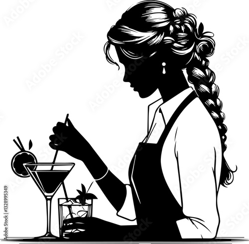bartender mixing cocktail for design	