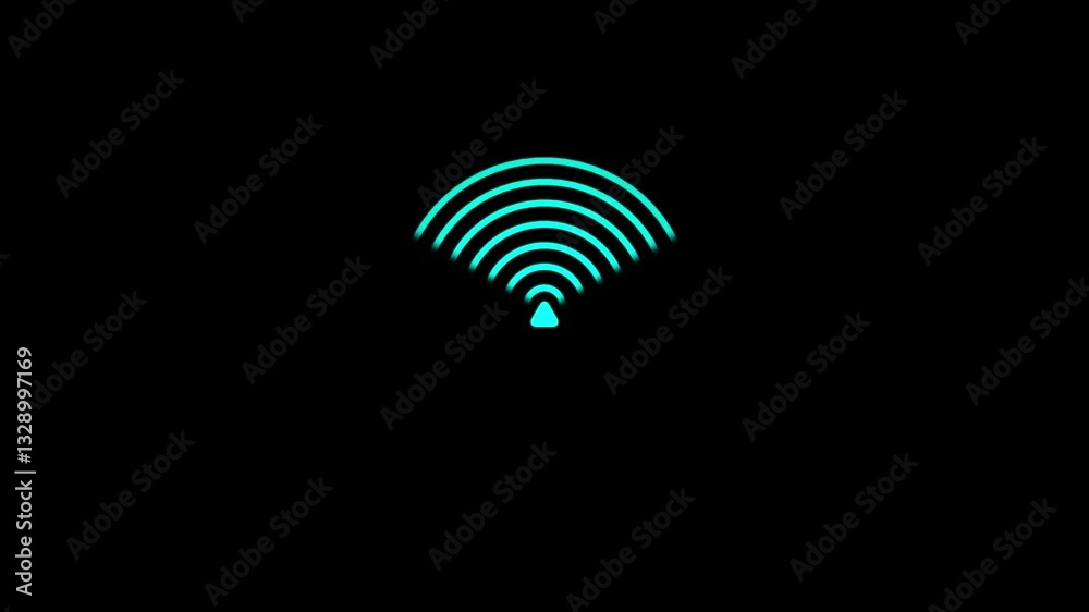 Radio icon Wi Fi signal icon black background animation video on the display. on black background