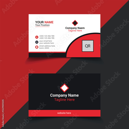 Modern Business Card Template | Red, Black, and White Professional Design
