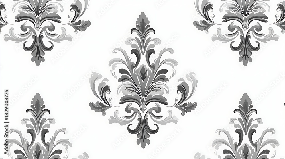 Elegant White Floral Pattern with Intricate Swirls, Elegant white floral pattern with intricate swirls and petals on a light background Elegant White Floral Pattern with Intricate Swirls, Elegant white floral pattern with intricate swirls and petals on a light background