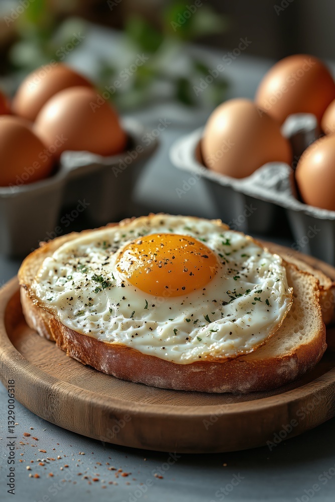 Delicious sunny-side-up eggs on toasted bread. Delicious sunny-side-up eggs on toasted bread.