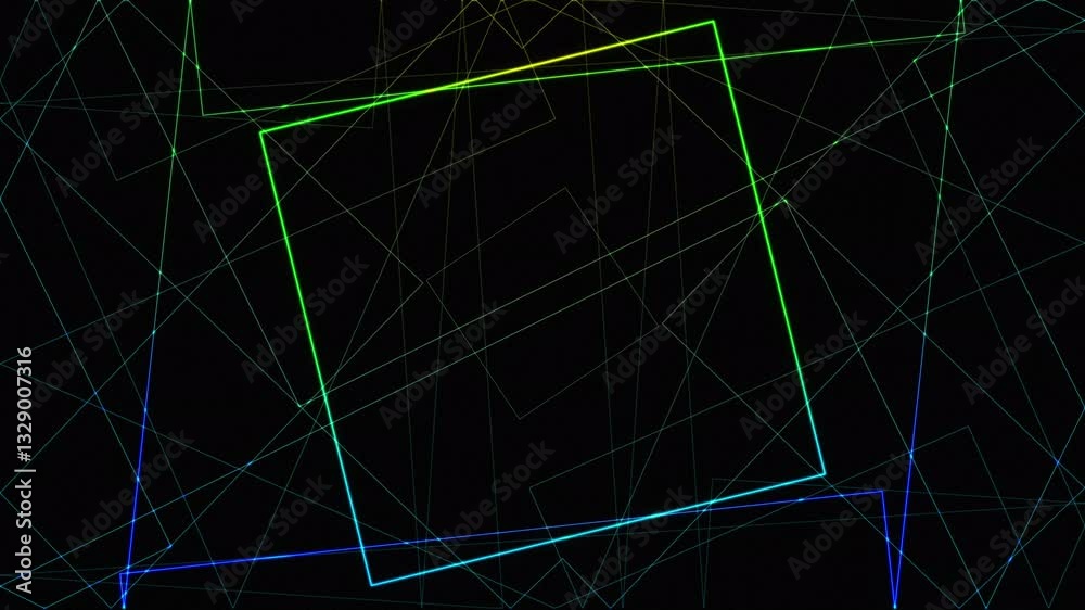 Abstract animation of shapes. Movement on a colored background of lines of squares and triangles. Moving video background.