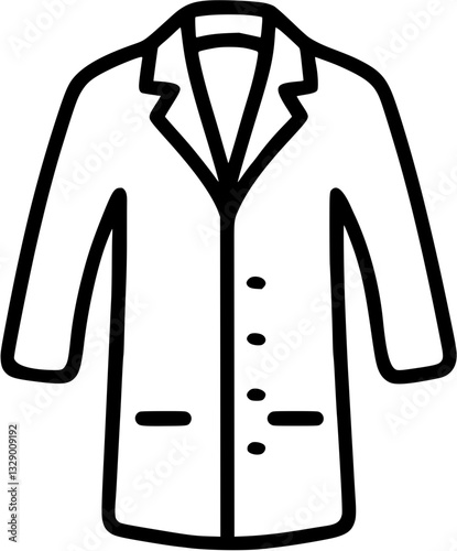 Doctor coat in outline icon style, medical theme.