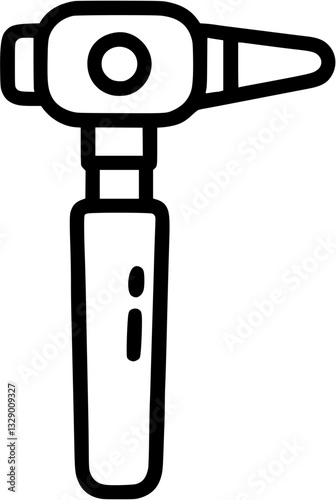 Ophthalmoscope in outline icon style, medical theme.