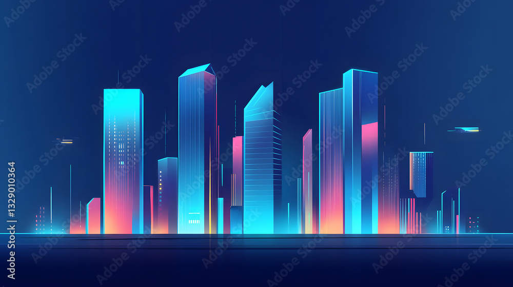 Futuristic City Neon Nightscape with a Tech-inspired Background Futuristic City Neon Nightscape with a Tech-inspired Background
