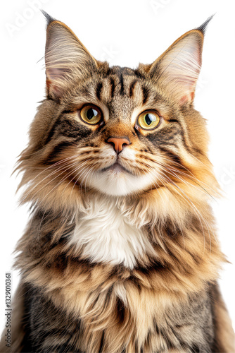 Isolated Maine Coon Cat Portrait