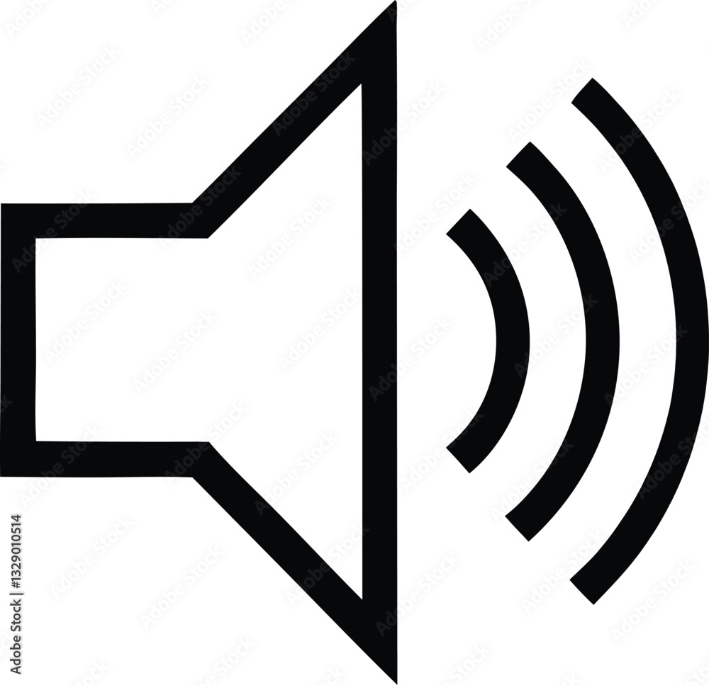 Speaker volume icon, sound wave symbol, audio vector Speaker volume icon, sound wave symbol, audio vector