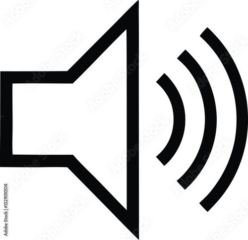 Speaker volume icon, sound wave symbol, audio vector