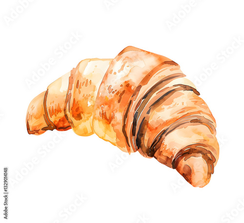 croissant watercolor food illustration isolated in transparent background