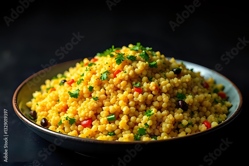 Cous cous on black bacground