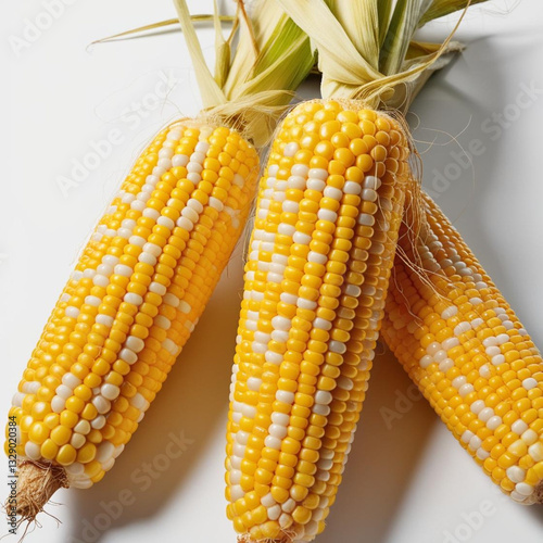 corn on the cob isolated on white background 