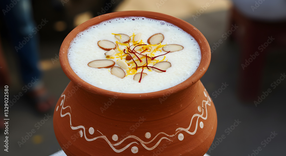 Fototapeta premium Refreshing Lassi in Earthen Pot: A Traditional Indian Drink