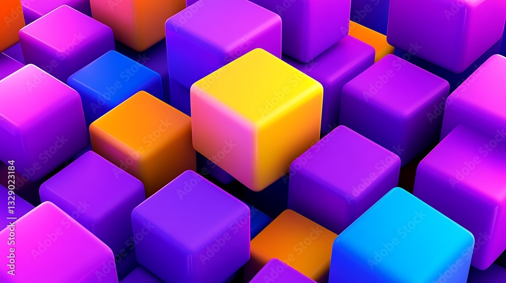 Abstract Colorful Cubes 3D Rendering Abstract Colorful Cubes 3D Rendering