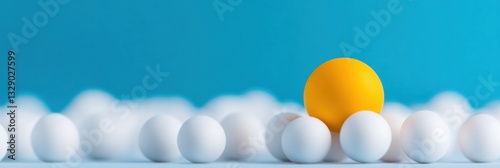 Minimalist Leadership Metaphor Golden Sphere of Innovation Emerging from White Collective - Strategic Differentiation in Business Branding Visual