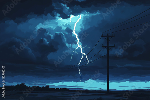 Intense tempest scene showcasing a brooding sky and fierce lightning over a solitary, windswept landscape