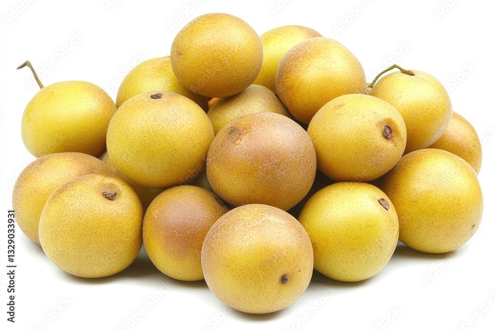 Pile of small, round, yellow fruits. A cluster of yellowish-tan, small, round fruits, with some slightly darker spots. They appear plump and slightly bumpy Pile of small, round, yellow fruits. A cluster of yellowish-tan, small, round fruits, with some slightly darker spots. They appear plump and slightly bumpy