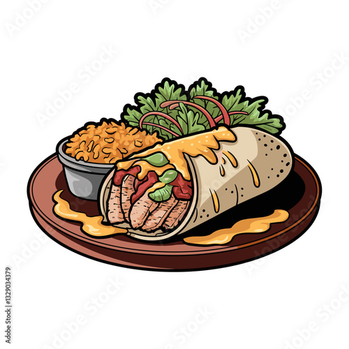 Smothered Chicken Burrito with Cheesy Sauce