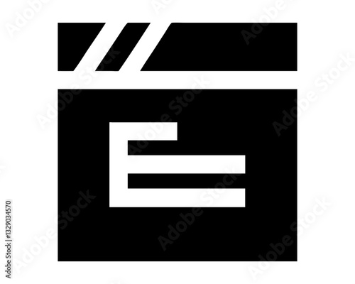 Clapperboard Icon Vector , Movie Production Symbol , Film Slate Outline