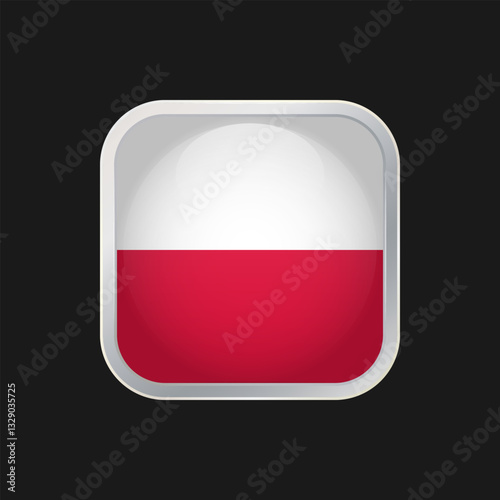 Free Download Polish flag icon isolated on black background. The national flag of Poland. Square vector icon with rounded corners and silver borders - GFXLoad