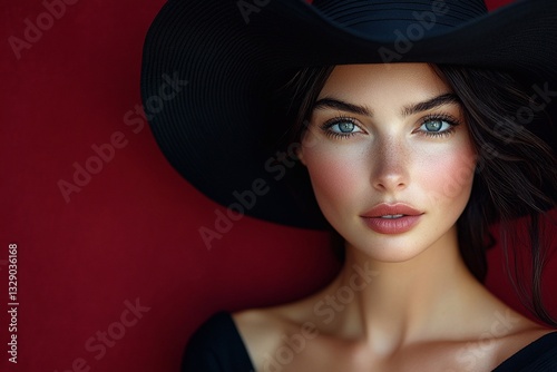 A young woman showcases her beauty with blue eyes and natural makeup