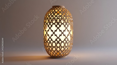 traditional oriental lantern with decorative pattern and warm glowing light