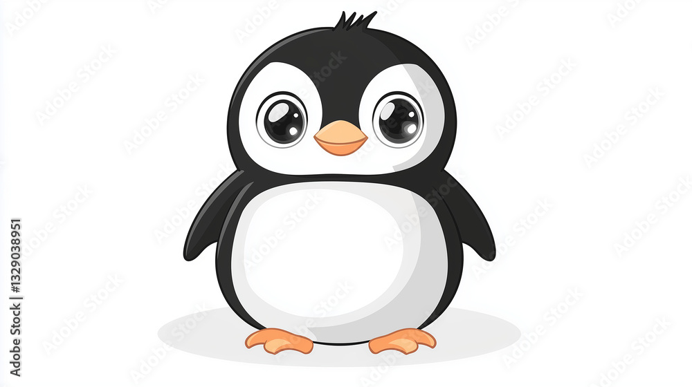 Obraz premium Cute cartoon Penguin, wild animal baby penguin, wild nature little penguin.