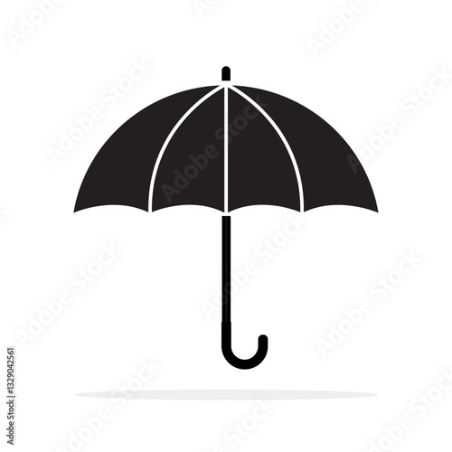 Umbrella logo, icon template. Black umbrella sign isolated on white background. Insurance concept. Waterproof icon. Protection, safety, security. Monochrome design.
