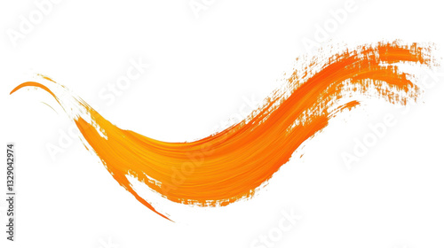 Orange paint brush stroke isolated on white background