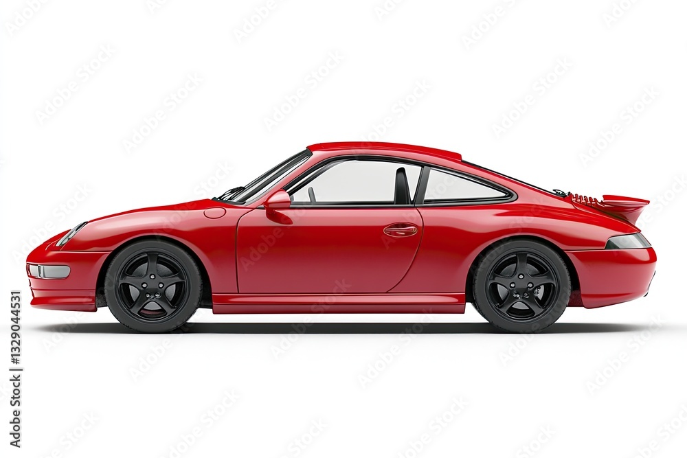 Red sports car side profile. Glossy finish Red sports car side profile. Glossy finish
