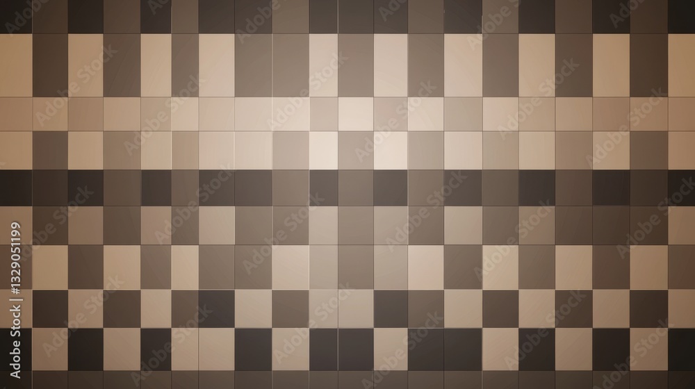 Brown and beige shades of square tiles arranged in a patterned background or surface Brown and beige shades of square tiles arranged in a patterned background or surface