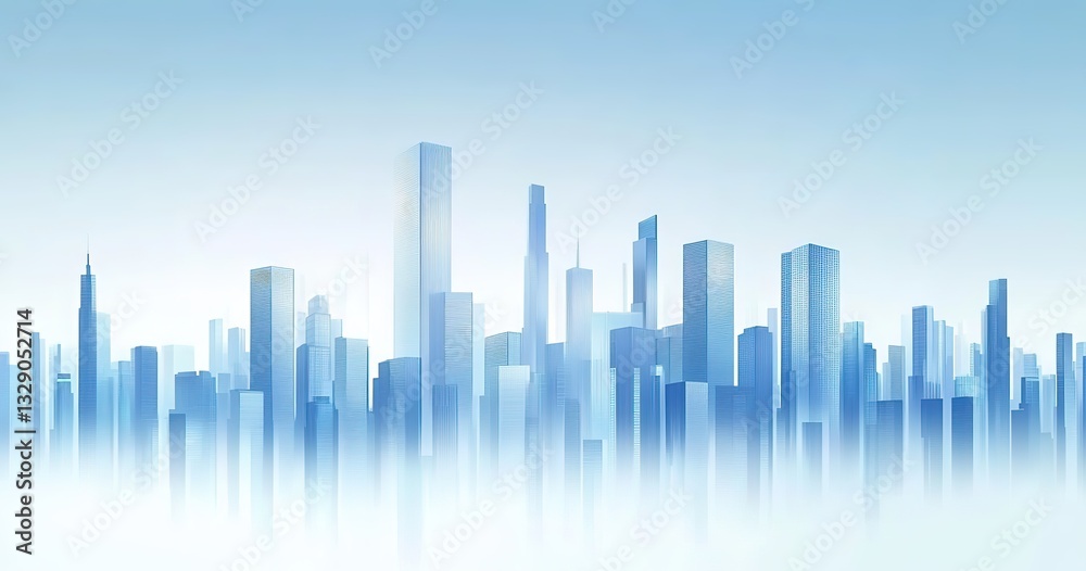 Urban blue gradient business city skyline with tall buildings, designed for decorative murals and as a design background for urban development concepts. Urban blue gradient business city skyline with tall buildings, designed for decorative murals and as a design background for urban development concepts.