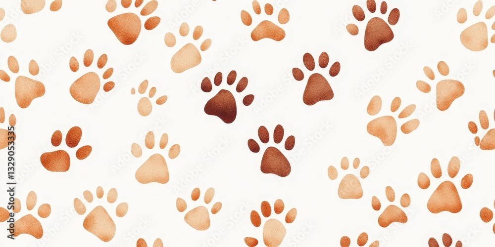 Symmetrical brown paw prints form an elegant trail across a pristine white canvas, each gracefully pointing leftward, inviting the eye to follow their harmonious path Symmetrical brown paw prints form an elegant trail across a pristine white canvas, each gracefully pointing leftward, inviting the eye to follow their harmonious path