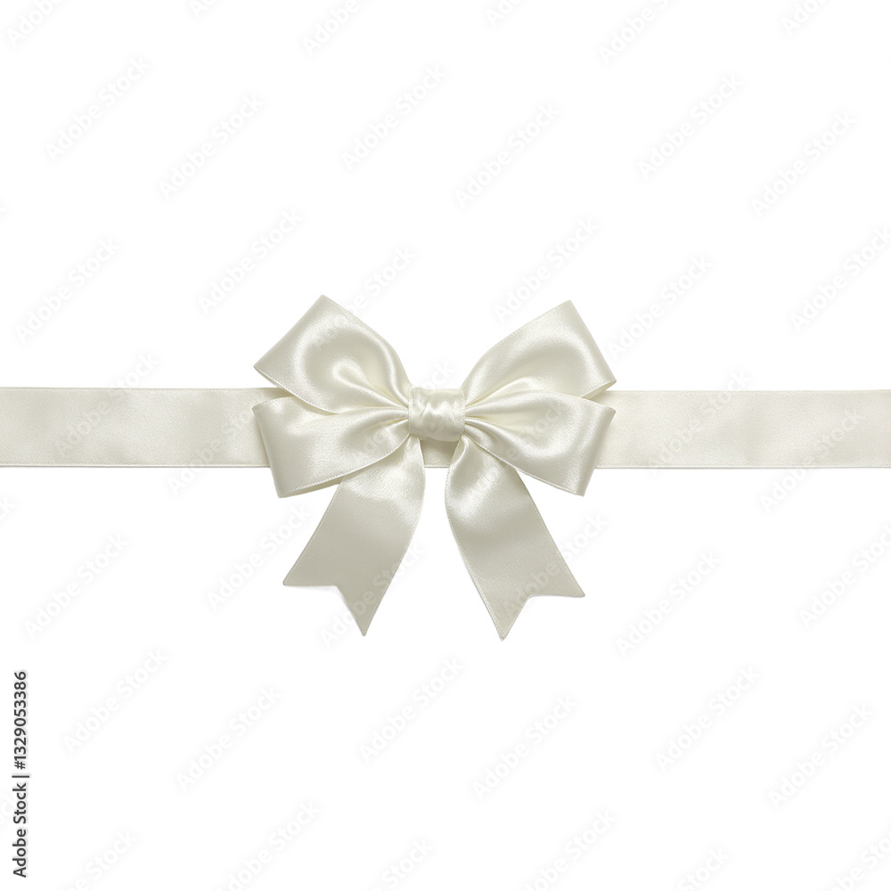 Elegant pearl white satin ribbon isolated on white glowing with a creamy sheen and delicate texture Elegant pearl white satin ribbon isolated on white glowing with a creamy sheen and delicate texture