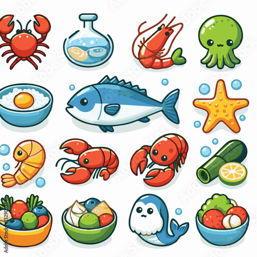 seafood, fish, restaurant, food, menu, dinner, sea, sketch, ocean, fresh, illustration, vector, vintage, market, shellfish, octopus, ink, meal, gourmet, shrimp, lobster, drawing, design, background, c