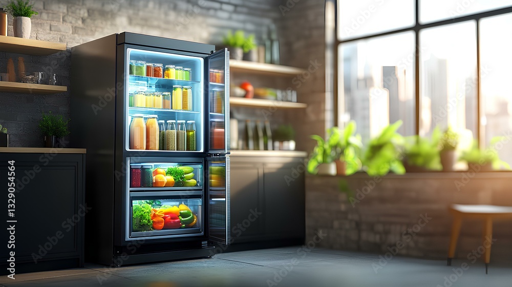 smart refrigerator that shows its contents on a touch screen, with food expiration reminders