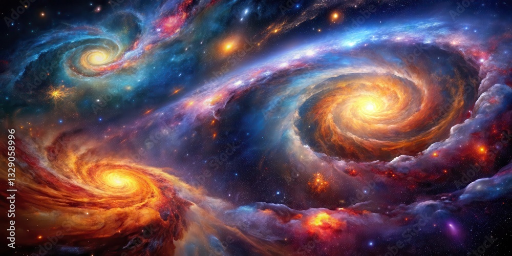 Cosmic swirling galaxies and nebulae in a mesmerizing abstract background, galaxies, abstract art Cosmic swirling galaxies and nebulae in a mesmerizing abstract background, galaxies, abstract art