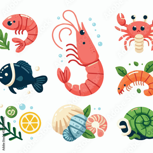 seafood, fish, restaurant, food, menu, dinner, sea, sketch, ocean, fresh, illustration, vector, vintage, market, shellfish, octopus, ink, meal, gourmet, shrimp, lobster, drawing, design, background, c
