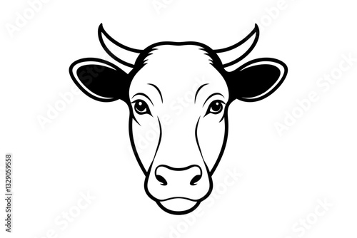 Wallpaper Mural cow head line art silhouette vector illustration Torontodigital.ca