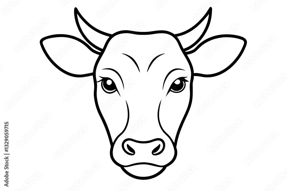 cow head line art silhouette vector illustration cow head line art silhouette vector illustration