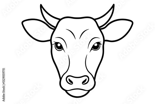 cow head line art silhouette vector illustration