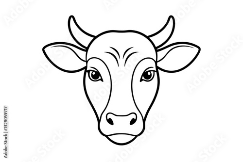 Wallpaper Mural cow head line art silhouette vector illustration Torontodigital.ca