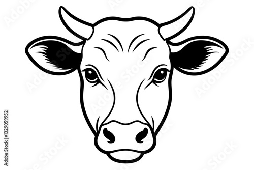 Wallpaper Mural cow head line art silhouette vector illustration Torontodigital.ca