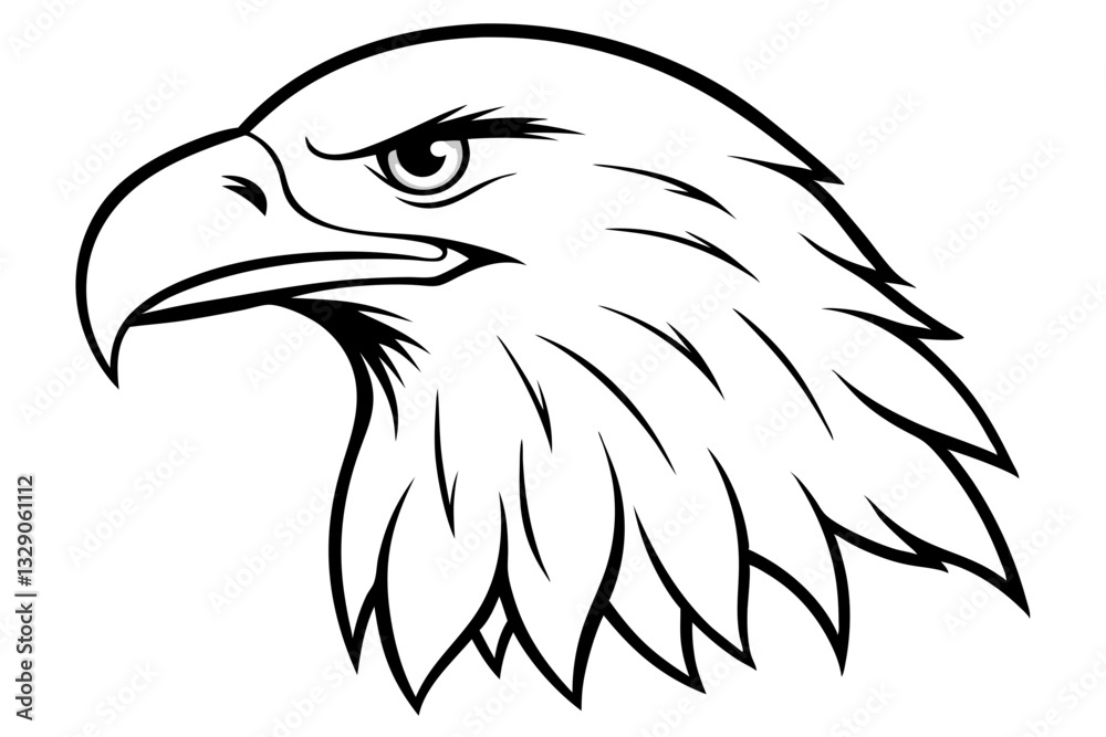Fototapeta premium eagle head line art silhouette vector illustration