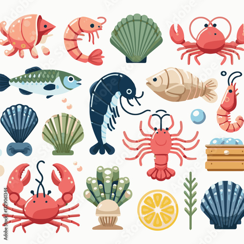 seafood, fish, restaurant, food, menu, dinner, sea, sketch, ocean, fresh, illustration, vector, vintage, market, shellfish, octopus, ink, meal, gourmet, shrimp, lobster, drawing, design, background, c