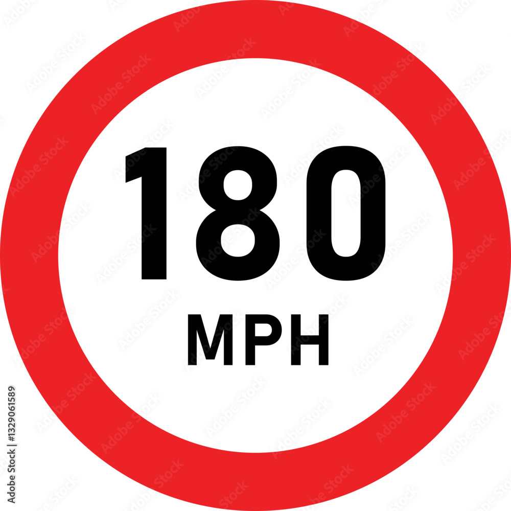 180 MPH Speed Limit Traffic Sign 180 MPH Speed Limit Traffic Sign