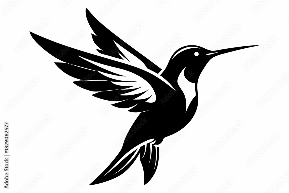 Fototapeta premium hummingbird line art silhouette vector illustration