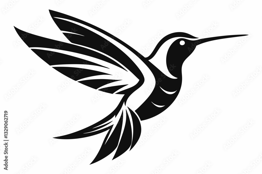 Fototapeta premium hummingbird line art silhouette vector illustration